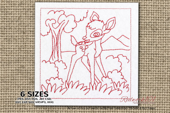 Baby Deer Standing in the Forest Redwork: A Designer's Review