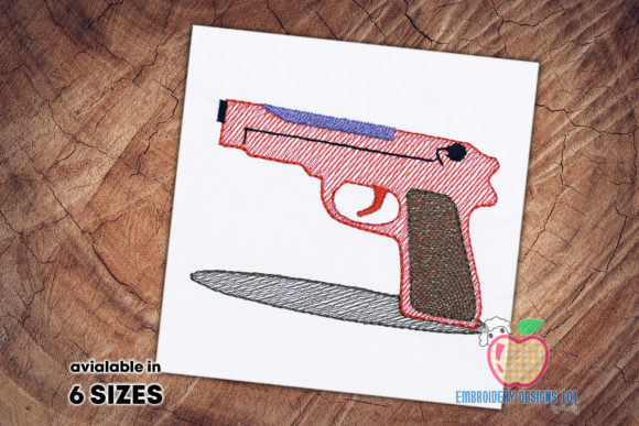 Pistol Sketch Embroidery Design Review for Small Business Use